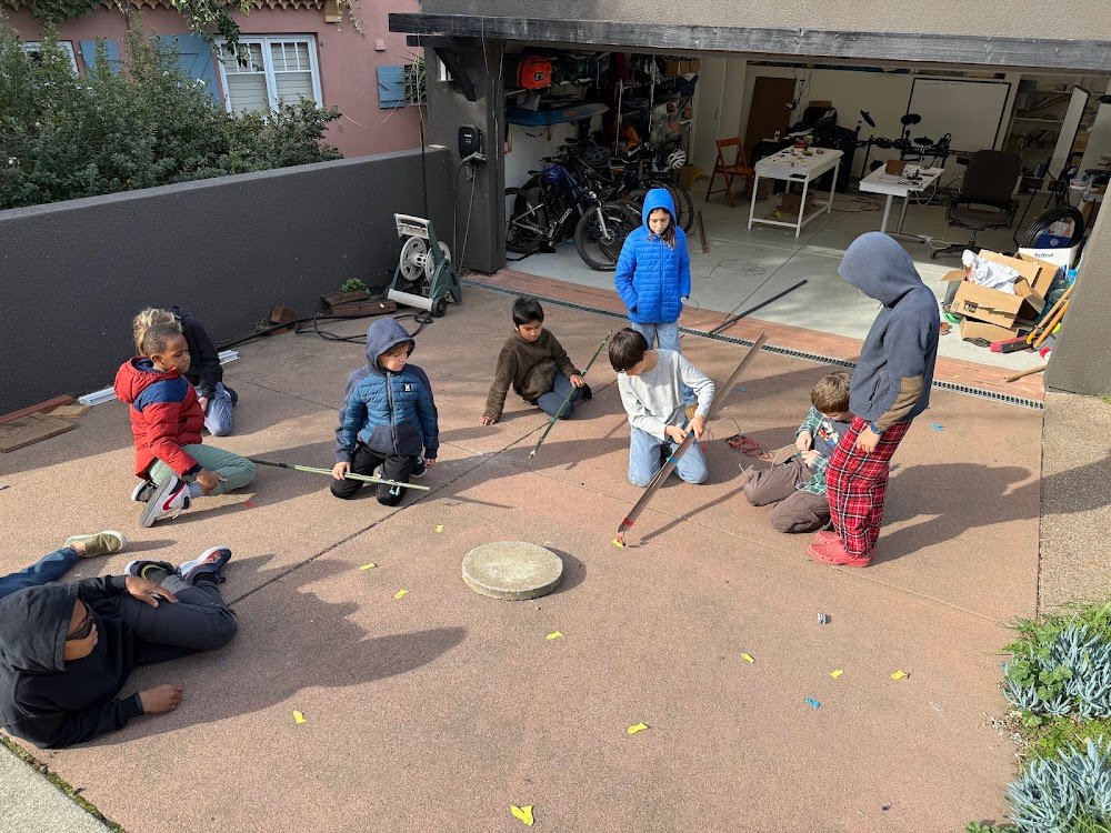Kids experimenting with magnetism