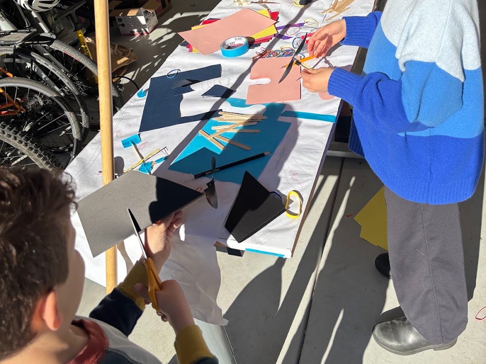 Kids with hand-built helicopters